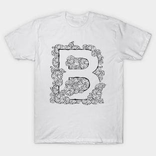 Letter B with Vintage Swirl Art T-Shirt